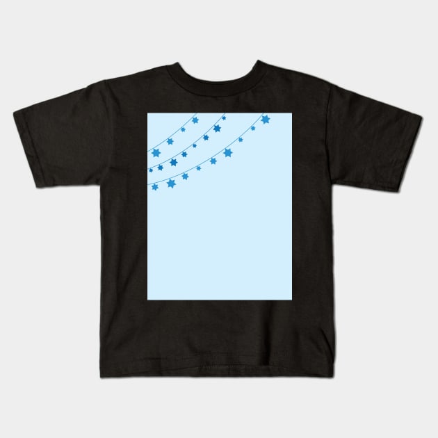 Light Blue Background and Star of David Bunting Kids T-Shirt by sigdesign